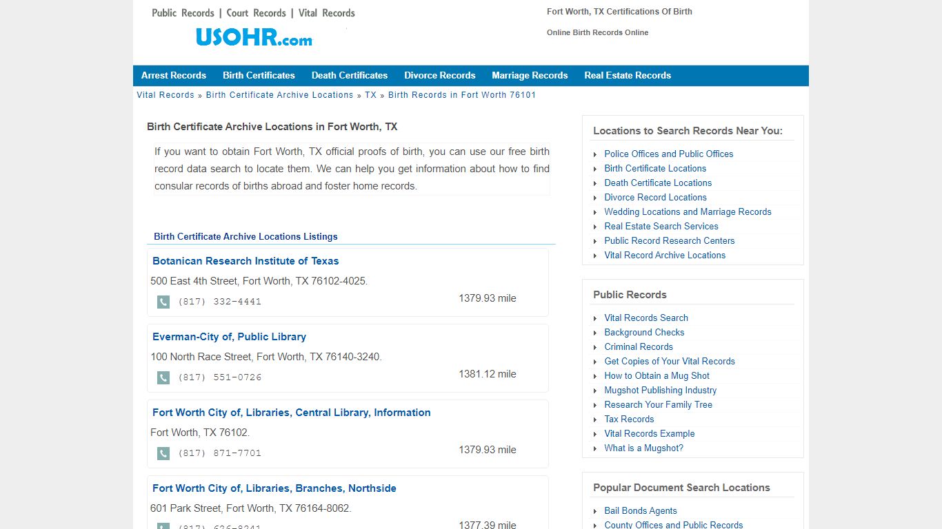 Fort Worth, TX Certifications Of Birth - Online Birth Records Online